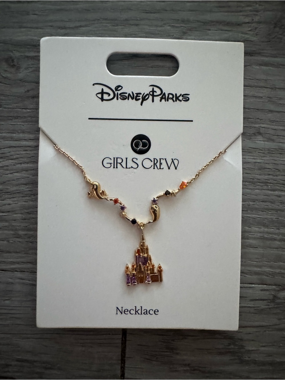 Disney Parks x Girls Crew Halloween Gold Castle Necklace